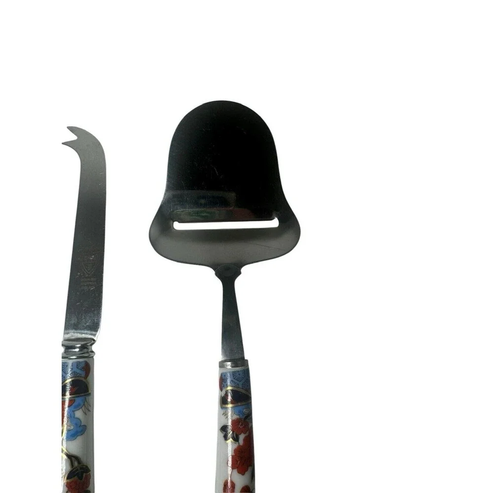 Vintage Sheffield House of Prill Chinoserie Porcelain Handle Cheese Set- Knife